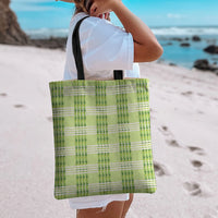 Aloha Hawaii Pakalana Pikake Lei Tote Bag Palaka Inspired Hawaiian-plaid Pastel Green LT14 - Polynesian Pride