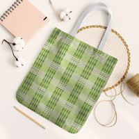 Aloha Hawaii Pakalana Pikake Lei Tote Bag Palaka Inspired Hawaiian-plaid Pastel Green LT14 White Strap One Size Green - Polynesian Pride