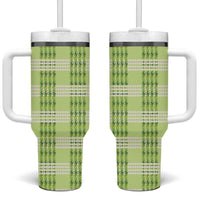 Aloha Hawaii Pakalana Pikake Lei Tumbler With Handle Palaka Inspired Hawaiian-plaid Pastel Green LT14 One Size: 40 oz Green - Polynesian Pride