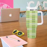 Aloha Hawaii Pakalana Pikake Lei Tumbler With Handle Palaka Inspired Hawaiian-plaid Pastel Green LT14 - Polynesian Pride