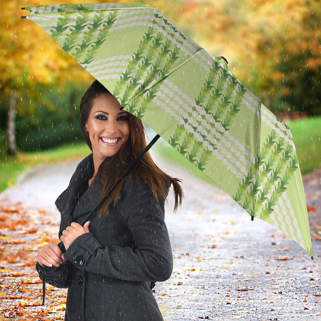 Aloha Hawaii Pakalana Pikake Lei Umbrella Palaka Inspired Hawaiian-plaid Pastel Green LT14 - Polynesian Pride