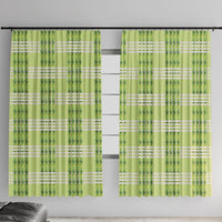 Aloha Hawaii Pakalana Pikake Lei Window Curtain Palaka Inspired Hawaiian-plaid Pastel Green LT14 With Hooks Green - Polynesian Pride