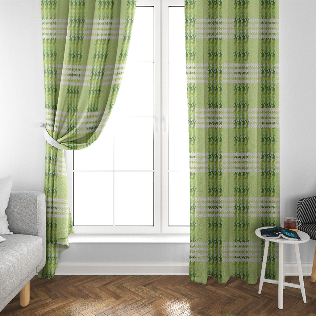Aloha Hawaii Pakalana Pikake Lei Window Curtain Palaka Inspired Hawaiian-plaid Pastel Green LT14 - Polynesian Pride