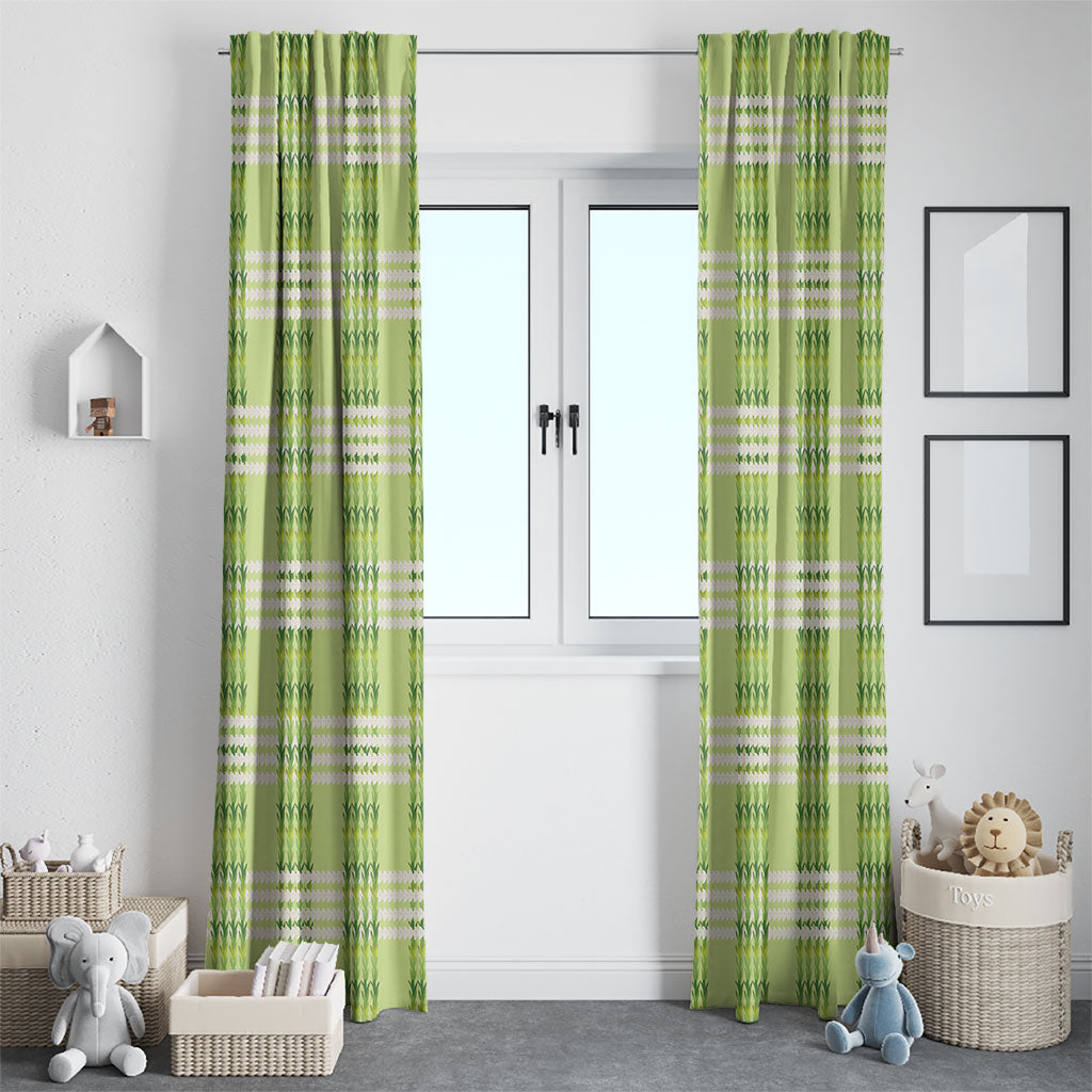 Aloha Hawaii Pakalana Pikake Lei Window Curtain Palaka Inspired Hawaiian-plaid Pastel Green LT14 - Polynesian Pride