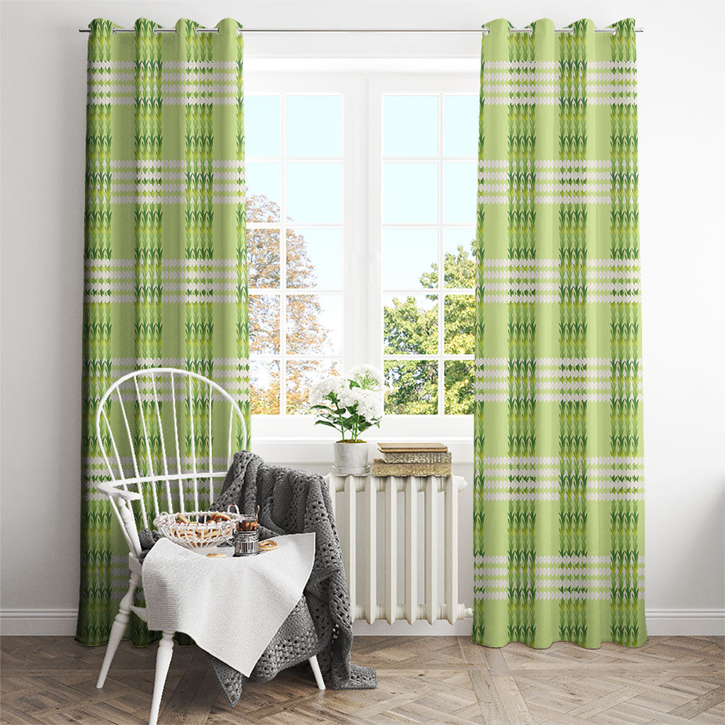 Aloha Hawaii Pakalana Pikake Lei Window Curtain Palaka Inspired Hawaiian-plaid Pastel Green LT14 - Polynesian Pride