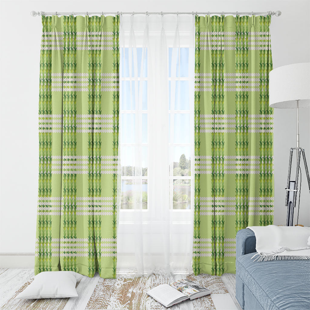 Aloha Hawaii Pakalana Pikake Lei Window Curtain Palaka Inspired Hawaiian-plaid Pastel Green LT14 - Polynesian Pride