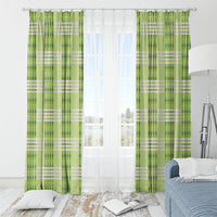Aloha Hawaii Pakalana Pikake Lei Window Curtain Palaka Inspired Hawaiian-plaid Pastel Green LT14 - Polynesian Pride