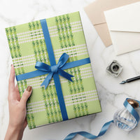 Aloha Hawaii Pakalana Pikake Lei Wrapping Paper Palaka Inspired Hawaiian-plaid Pastel Green LT14 - Polynesian Pride