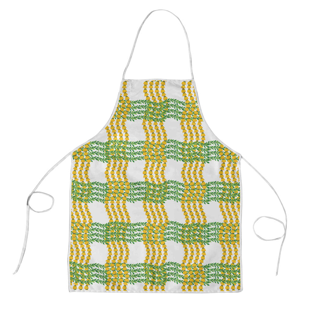 Aloha Hawaii Ilima Maile Lei Apron Palaka Inspired Hawaiian-plaid White LT14 White - Polynesian Pride