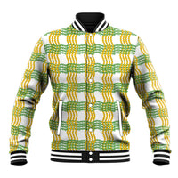 Aloha Hawaii Ilima Maile Lei Baseball Jacket Palaka Inspired Hawaiian-plaid White LT14 Unisex White - Polynesian Pride