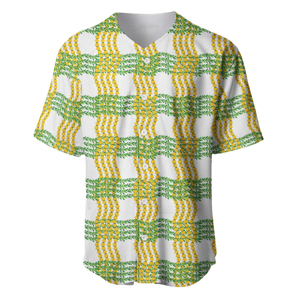 Aloha Hawaii Ilima Maile Lei Baseball Jersey Palaka Inspired Hawaiian-plaid White LT14 White - Polynesian Pride