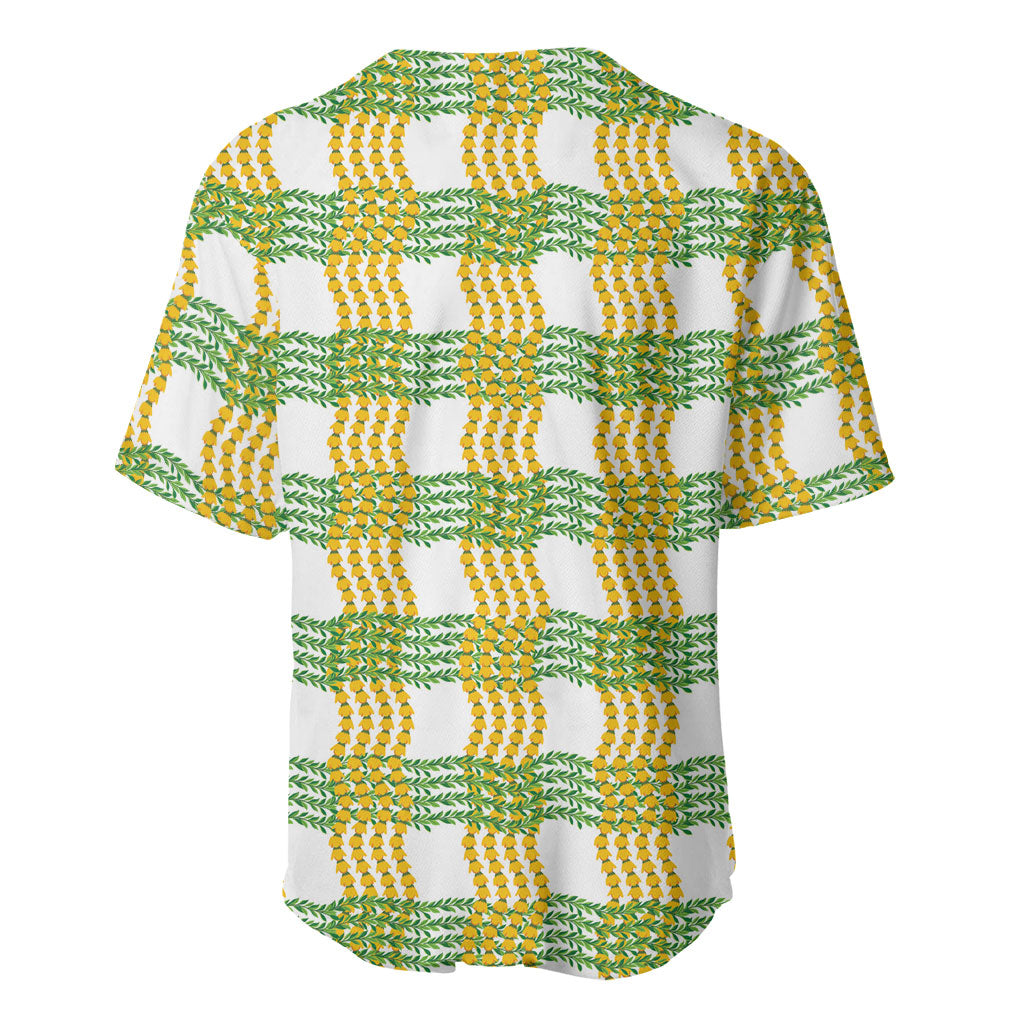 Aloha Hawaii Ilima Maile Lei Baseball Jersey Palaka Inspired Hawaiian-plaid White LT14 - Polynesian Pride