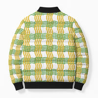 Aloha Hawaii Ilima Maile Lei Bomber Puffer Jacket Palaka Inspired Hawaiian-plaid White LT14 - Polynesian Pride