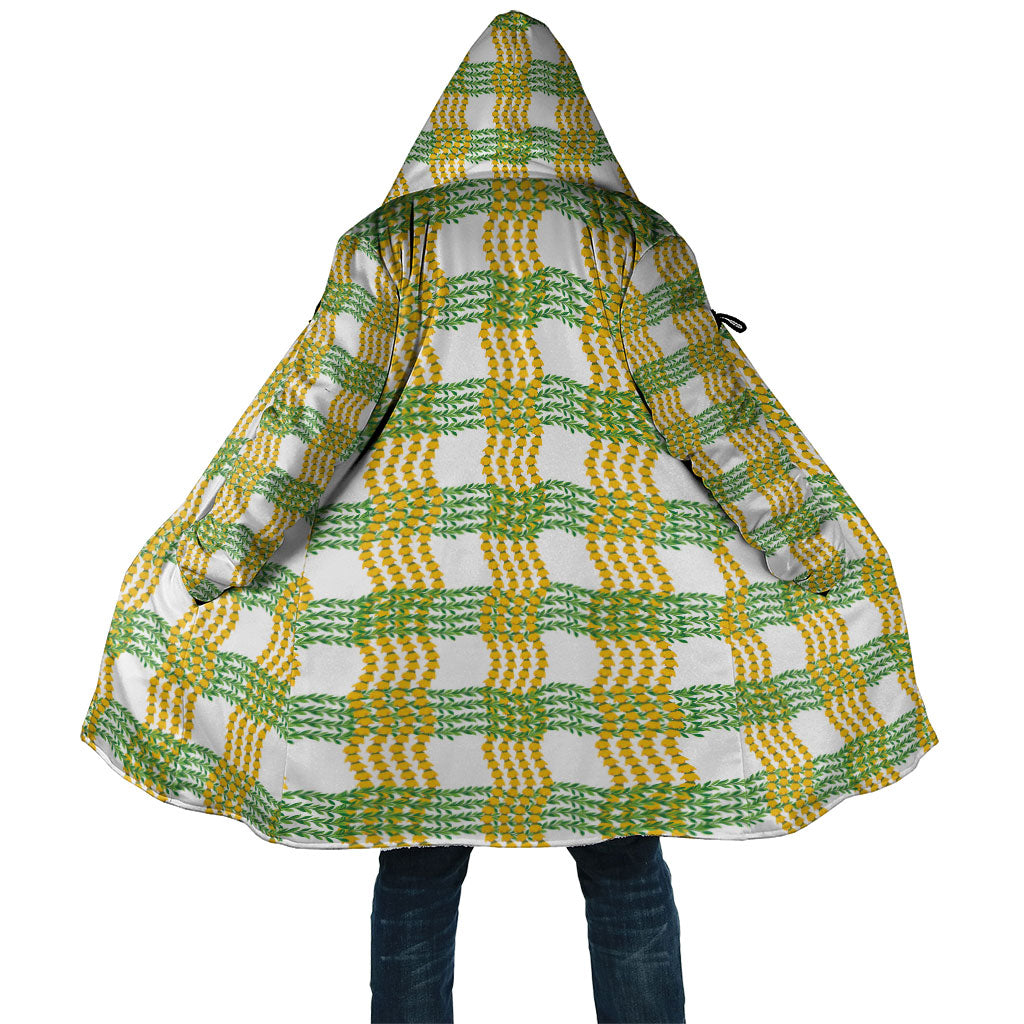 Aloha Hawaii Ilima Maile Lei Cloak Palaka Inspired Hawaiian-plaid White LT14 Unisex White - Polynesian Pride