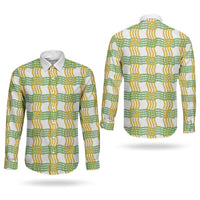 Aloha Hawaii Ilima Maile Lei Couples Matching Off Shoulder Maxi Dress and Long Sleeve Button Shirt Palaka Inspired Hawaiian-plaid White LT14 - Polynesian Pride