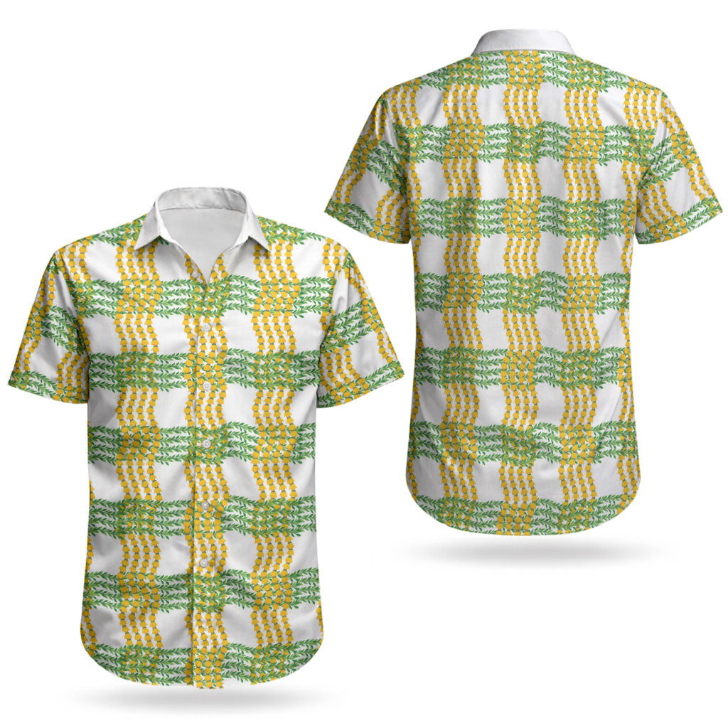 Aloha Hawaii Ilima Maile Lei Couples Matching Puletasi and Hawaiian Shirt Palaka Inspired Hawaiian-plaid White LT14 - Polynesian Pride