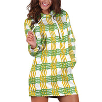 Aloha Hawaii Ilima Maile Lei Hoodie Dress Palaka Inspired Hawaiian-plaid White LT14 White - Polynesian Pride