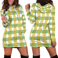 Aloha Hawaii Ilima Maile Lei Hoodie Dress Palaka Inspired Hawaiian-plaid White LT14 - Polynesian Pride