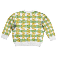 Aloha Hawaii Ilima Maile Lei Kid Ugly Christmas Sweater Palaka Inspired Hawaiian-plaid White LT14 - Polynesian Pride