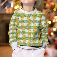 Aloha Hawaii Ilima Maile Lei Kid Ugly Christmas Sweater Palaka Inspired Hawaiian-plaid White LT14 - Polynesian Pride