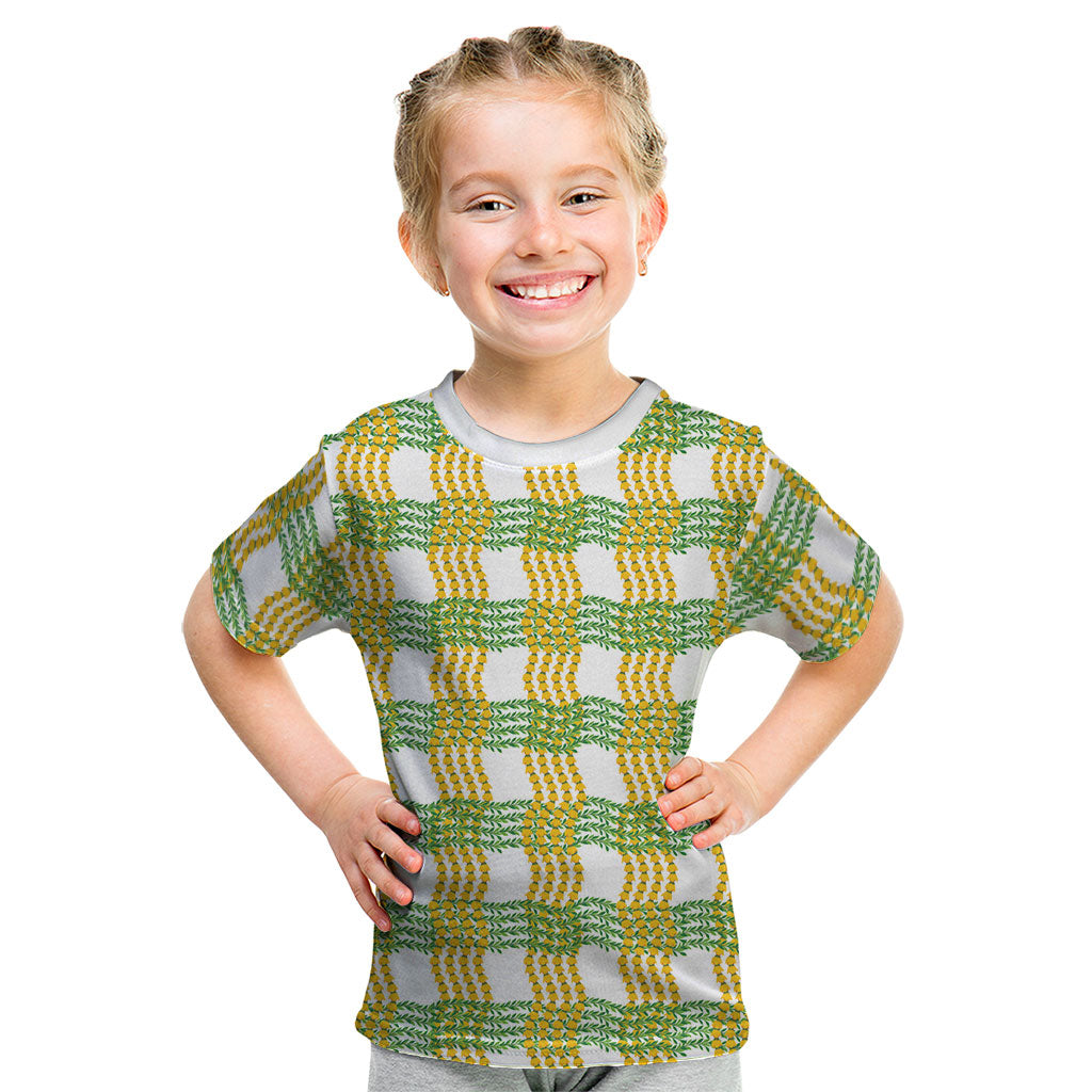Aloha Hawaii Ilima Maile Lei Kid T Shirt Palaka Inspired Hawaiian-plaid White LT14 White - Polynesian Pride