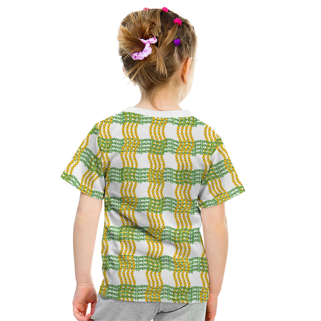 Aloha Hawaii Ilima Maile Lei Kid T Shirt Palaka Inspired Hawaiian-plaid White LT14 - Polynesian Pride
