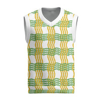 Aloha Hawaii Ilima Maile Lei Christmas Knitted V-Neck Vest Palaka Inspired Hawaiian-plaid White LT14 White - Polynesian Pride
