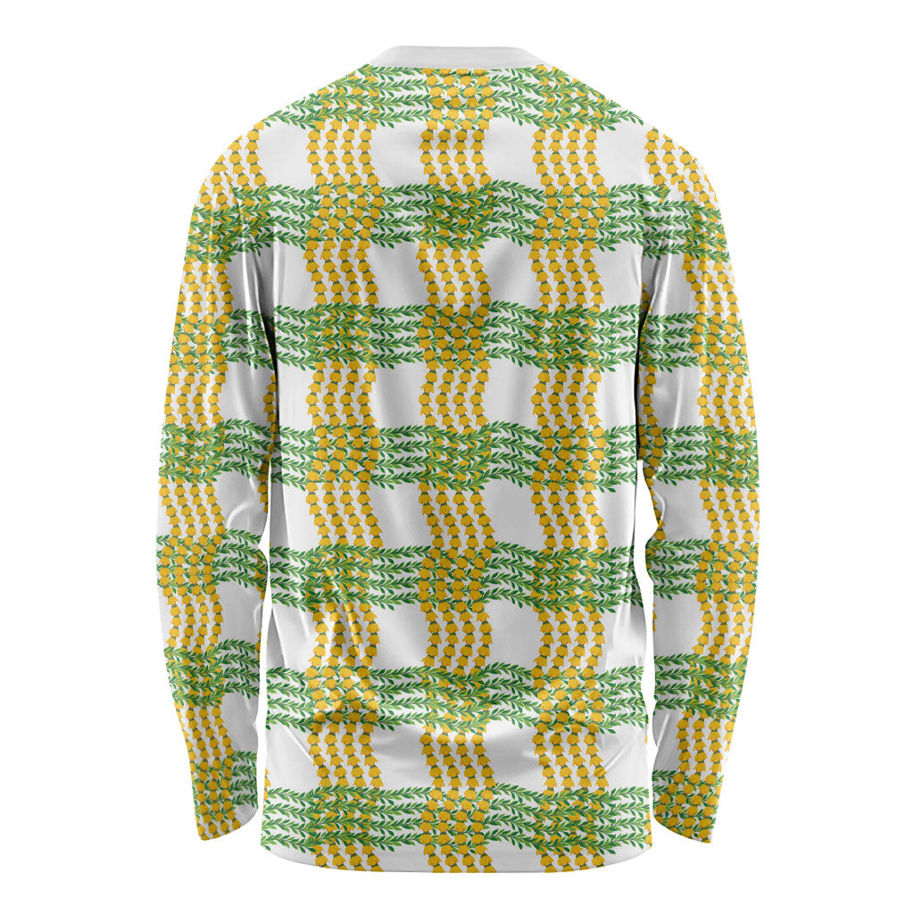 Aloha Hawaii Ilima Maile Lei Long Sleeve Shirt Palaka Inspired Hawaiian-plaid White LT14 - Polynesian Pride