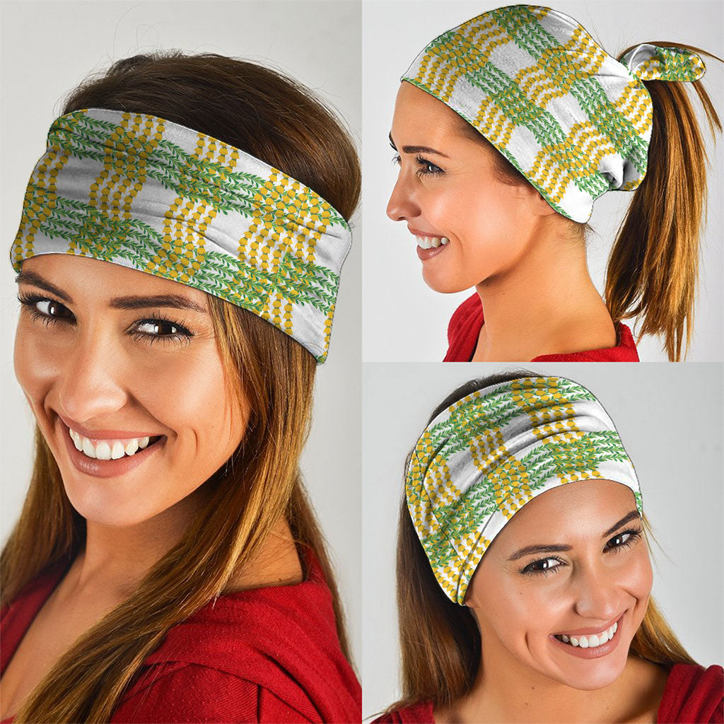 Aloha Hawaii Ilima Maile Lei Neck Gaiter Palaka Inspired Hawaiian-plaid White
