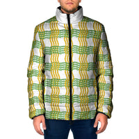 Aloha Hawaii Ilima Maile Lei Padded Jacket Palaka Inspired Hawaiian-plaid White LT14 Men White - Polynesian Pride