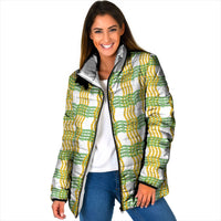 Aloha Hawaii Ilima Maile Lei Padded Jacket Palaka Inspired Hawaiian-plaid White LT14 Women White - Polynesian Pride