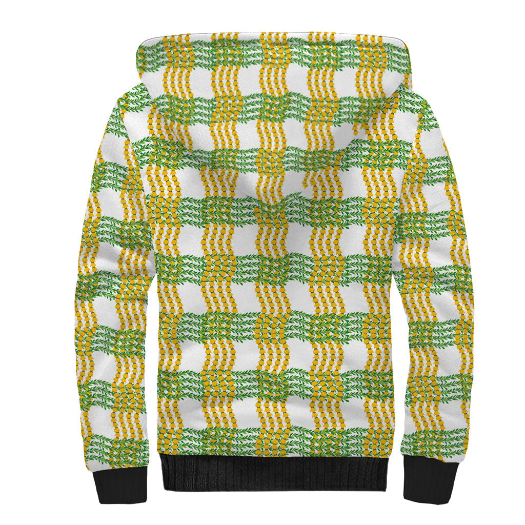 Aloha Hawaii Ilima Maile Lei Sherpa Hoodie Palaka Inspired Hawaiian-plaid White LT14 - Polynesian Pride