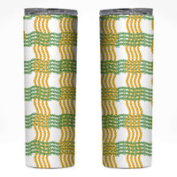 Aloha Hawaii Ilima Maile Lei Skinny Tumbler Palaka Inspired Hawaiian-plaid White LT14 White - Polynesian Pride