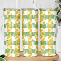 Aloha Hawaii Ilima Maile Lei Skinny Tumbler Palaka Inspired Hawaiian-plaid White LT14 - Polynesian Pride