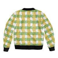 Aloha Hawaii Ilima Maile Lei Sleeve Zip Bomber Jacket Palaka Inspired Hawaiian-plaid White LT14 - Polynesian Pride