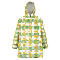 Aloha Hawaii Ilima Maile Lei Wearable Blanket Hoodie Palaka Inspired Hawaiian-plaid White LT14 One Size White - Polynesian Pride
