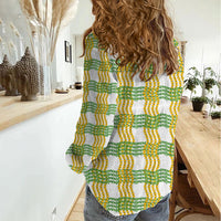 Aloha Hawaii Ilima Maile Lei Women Casual Shirt Palaka Inspired Hawaiian-plaid White LT14 - Polynesian Pride