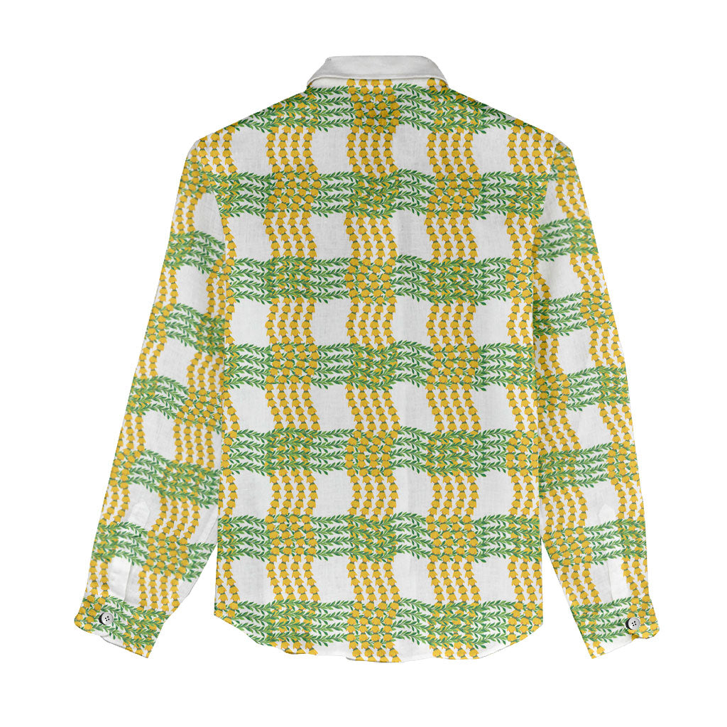 Aloha Hawaii Ilima Maile Lei Women Casual Shirt Palaka Inspired Hawaiian-plaid White LT14 - Polynesian Pride