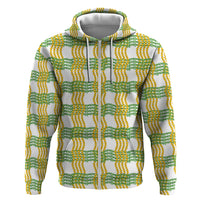 Aloha Hawaii Ilima Maile Lei Zip Hoodie Palaka Inspired Hawaiian-plaid White LT14 Zip Hoodie White - Polynesian Pride