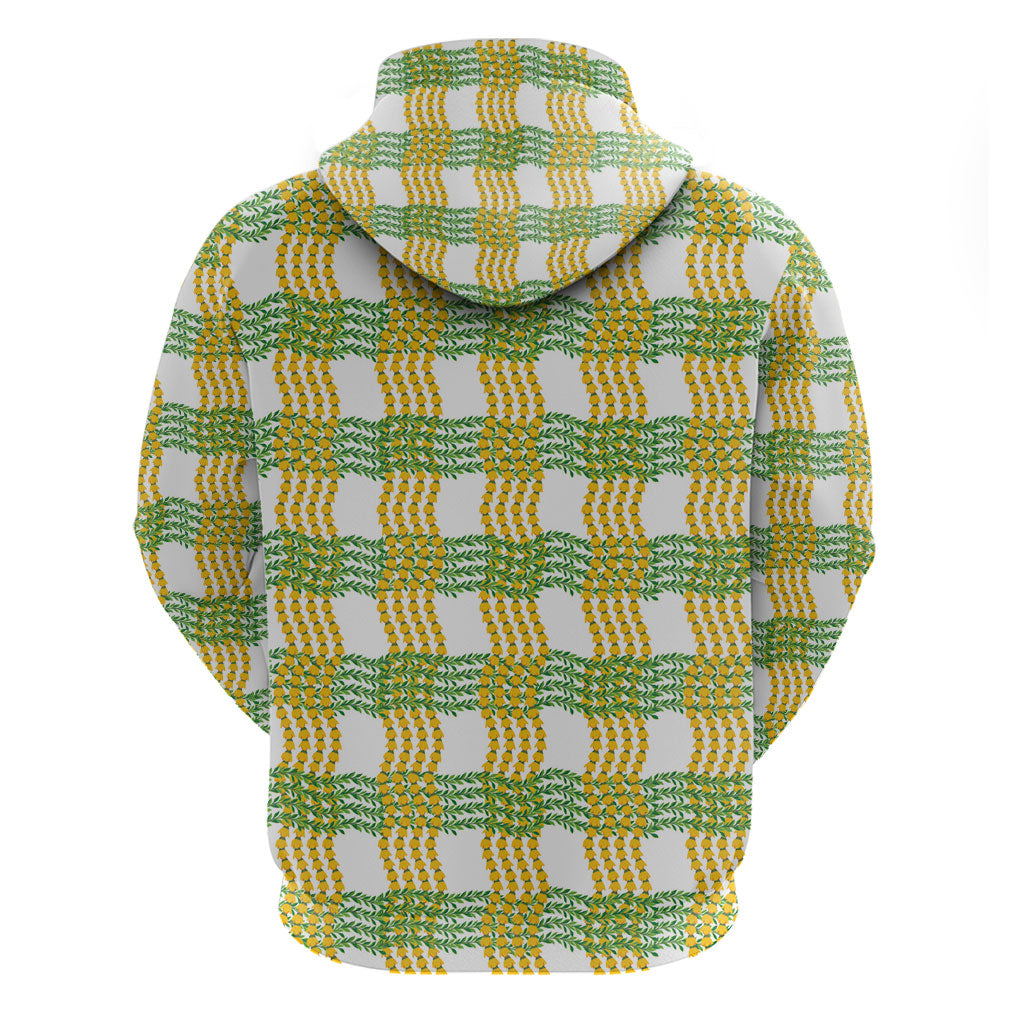 Aloha Hawaii Ilima Maile Lei Zip Hoodie Palaka Inspired Hawaiian-plaid White LT14 - Polynesian Pride