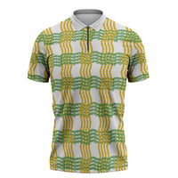Aloha Hawaii Ilima Maile Lei Zipper Polo Shirt Palaka Inspired Hawaiian-plaid White LT14 White - Polynesian Pride