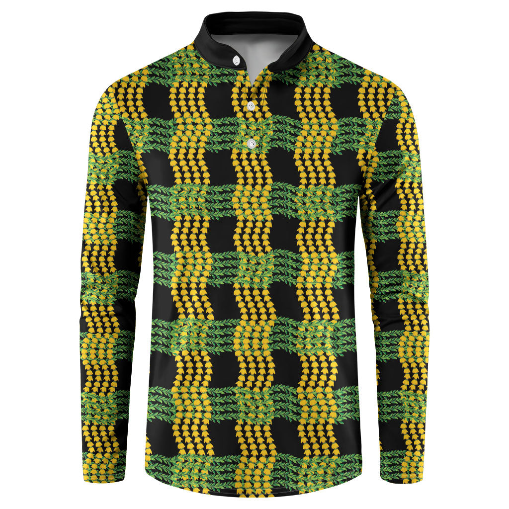 Aloha Hawaii Ilima Maile Lei Button Sweatshirt Palaka Inspired Hawaiian-plaid Black LT14 Black - Polynesian Pride