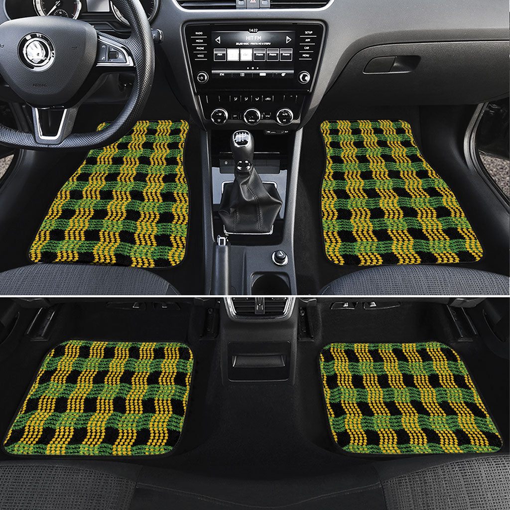 Aloha Hawaii Ilima Maile Lei Car Mats Palaka Inspired Hawaiian-plaid Black