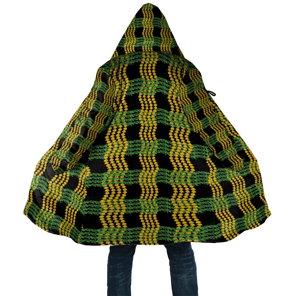 Aloha Hawaii Ilima Maile Lei Cloak Palaka Inspired Hawaiian-plaid Black LT14 Unisex Black - Polynesian Pride