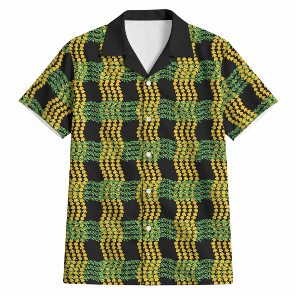 Aloha Hawaii Ilima Maile Lei Hawaiian Shirt Palaka Inspired Hawaiian-plaid Black LT14 Black - Polynesian Pride