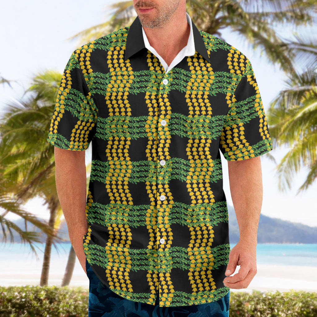 Aloha Hawaii Ilima Maile Lei Hawaiian Shirt Palaka Inspired Hawaiian-plaid Black LT14 - Polynesian Pride