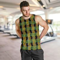 Aloha Hawaii Ilima Maile Lei Men Tank Top Palaka Inspired Hawaiian-plaid Black LT14 Black - Polynesian Pride