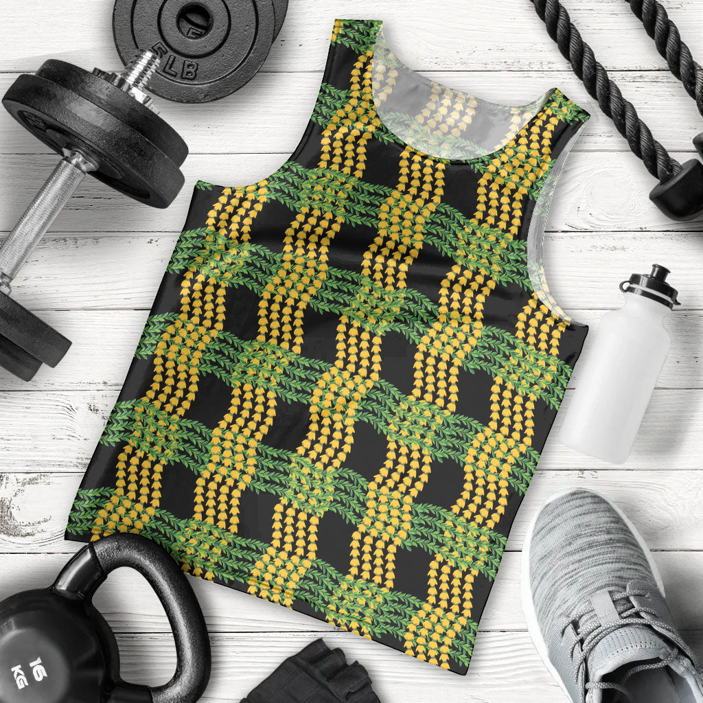 Aloha Hawaii Ilima Maile Lei Men Tank Top Palaka Inspired Hawaiian-plaid Black LT14 - Polynesian Pride