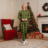 Aloha Hawaii Ilima Maile Lei Christmas Pajama Set Palaka Inspired Hawaiian-plaid Black