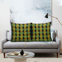 Aloha Hawaii Ilima Maile Lei Pillow Cover Palaka Inspired Hawaiian-plaid Black